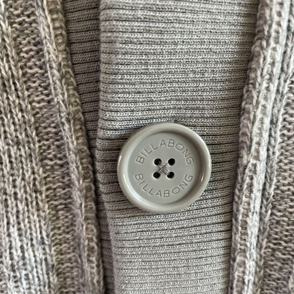 Billabong Jacket Womens Large Gray Sherpa Lined Hooded Button Up Knit Sweater - Picture 4 of 12